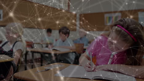 animación de la red de conexiones sobre la escritura de las escolares
