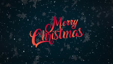 animation of merry christmas text over falling snow