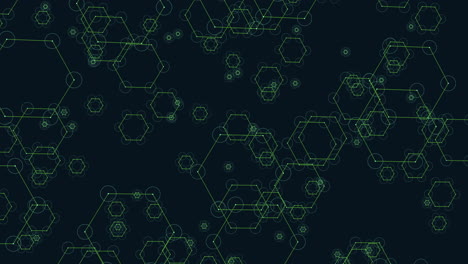 patrón futurista de hexágonos con puntos de neón en degradado oscuro