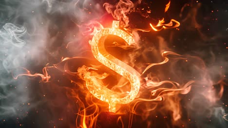 signo de dólar en llamas