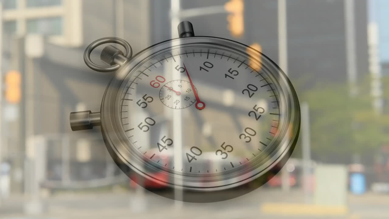 animación del temporizador sobre el paisaje urbano