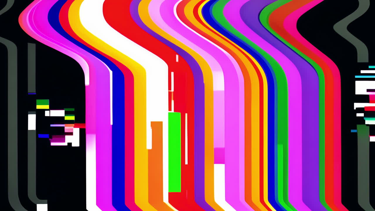 Abstract Glitch Art with Colorful Wavy Lines