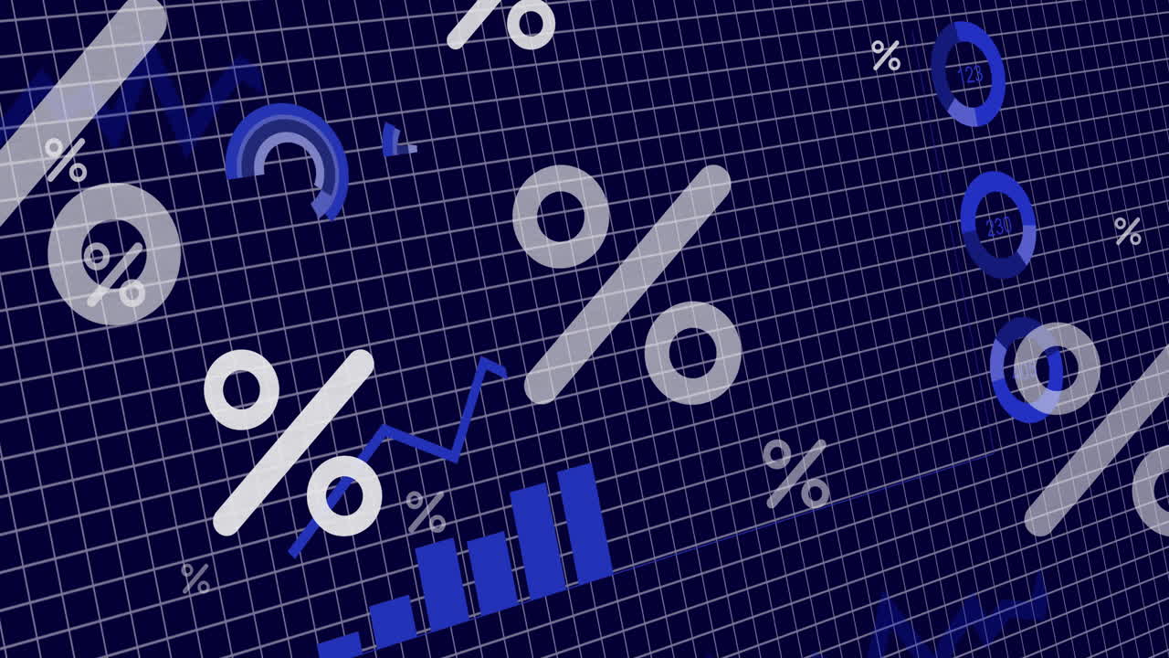 animación del procesamiento de datos financieros en el fondo de la cuadrícula