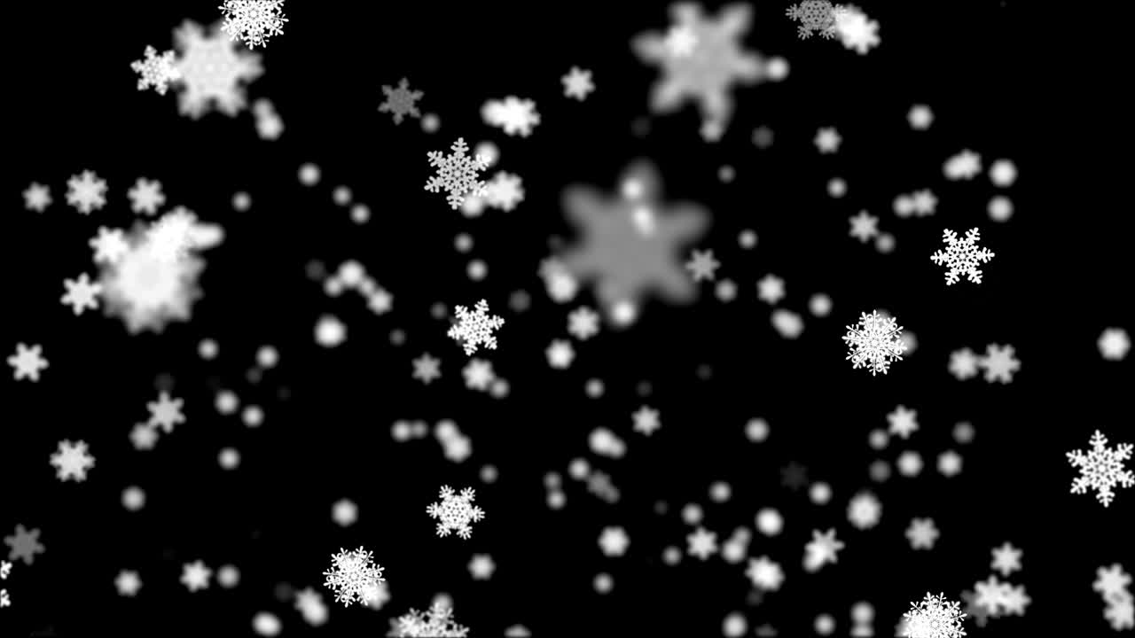 resolución 4k de partículas de nieve capa alfa en el negro