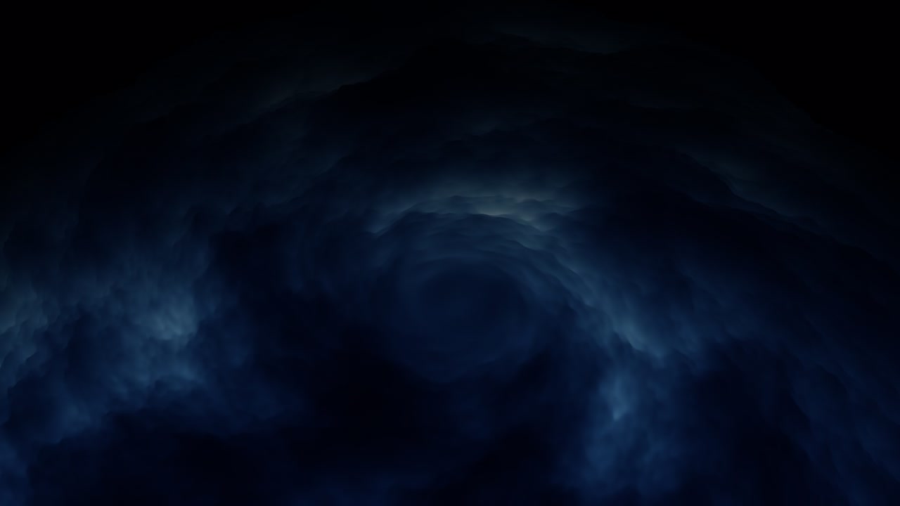 nube azul mística profunda que fluye en el espacio exterior negro