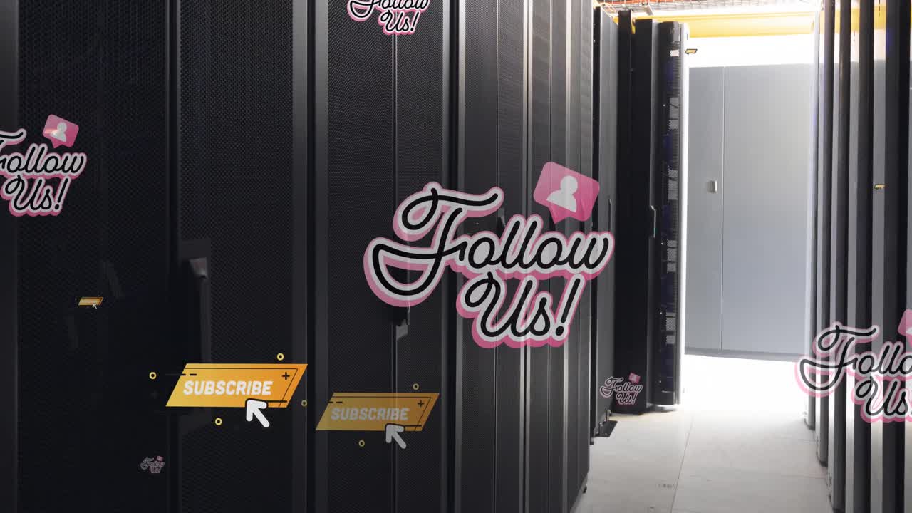 animación de los iconos de notificación en los racks de los servidores de datos