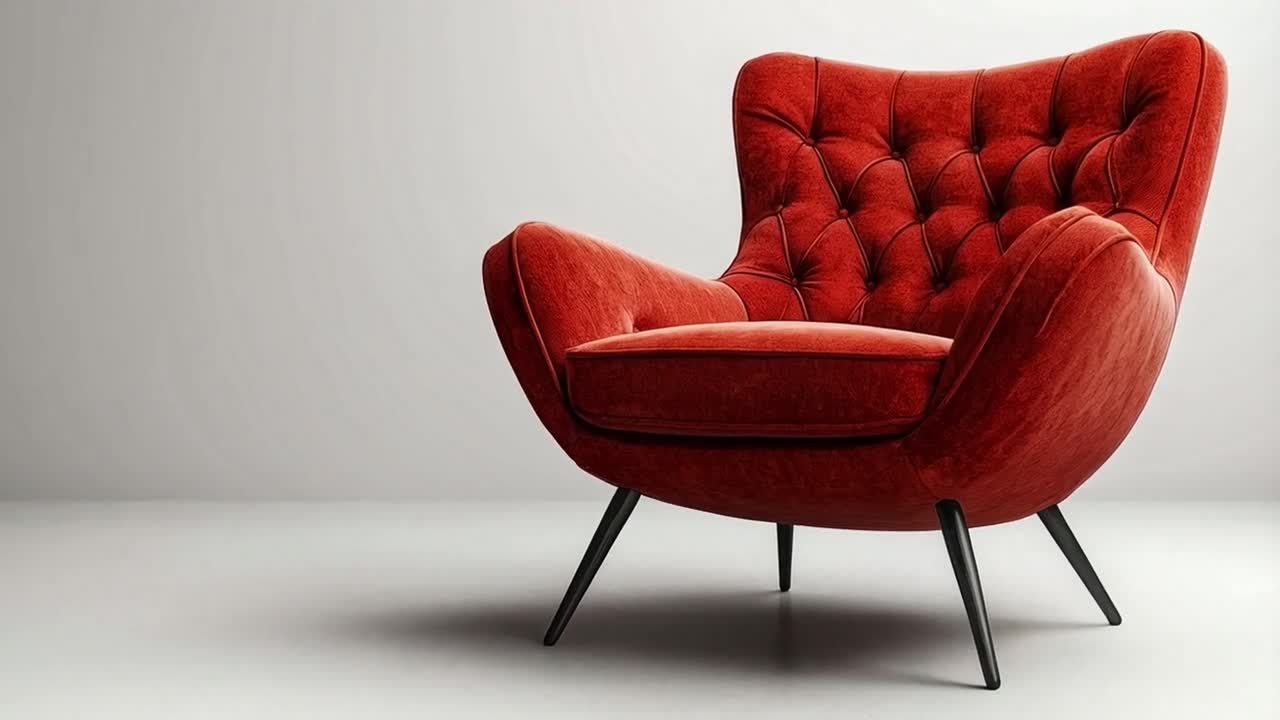 Red Velvet Armchair in a Studio Setting
