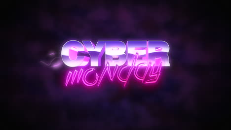 Cyber Monday with thunderbolts in dark sky in 80s style