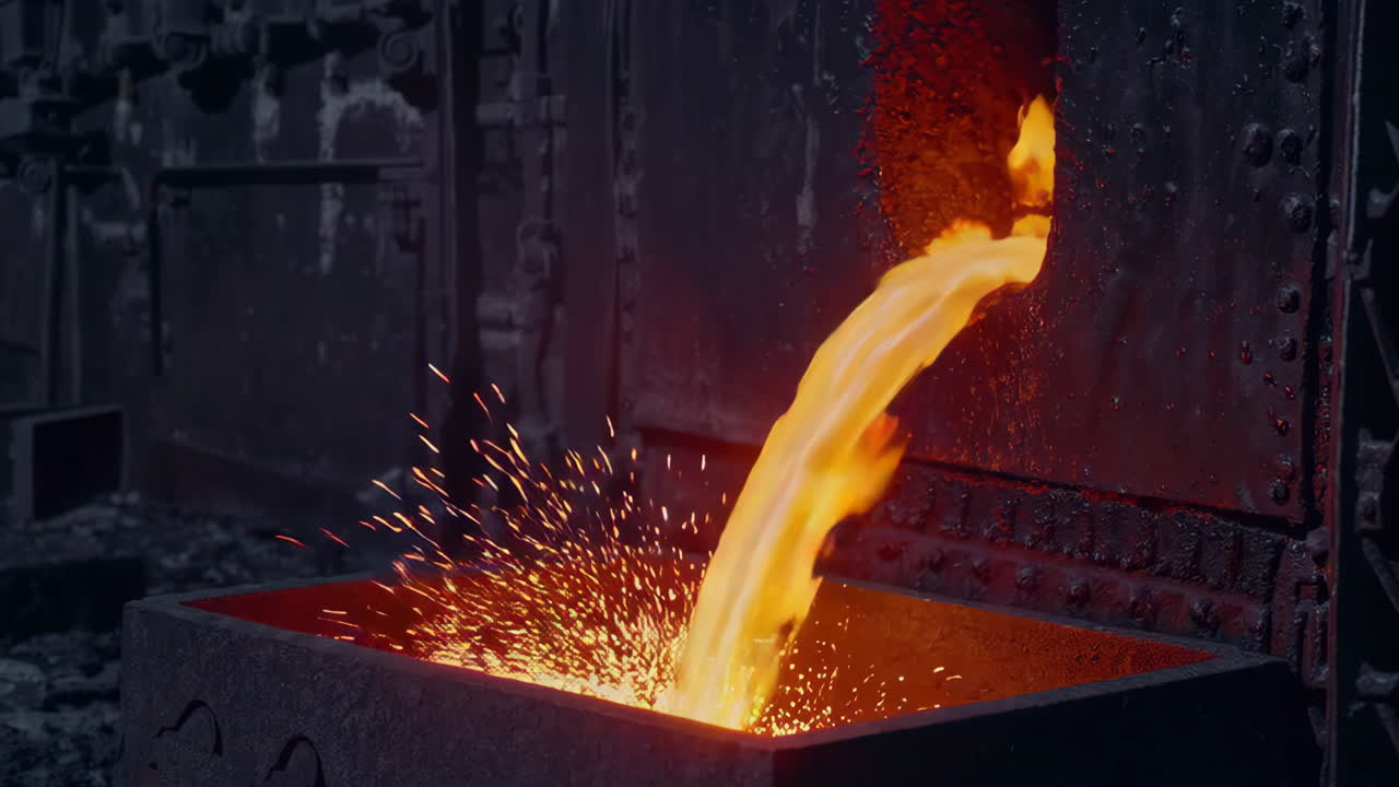 녹은 금속을 이에 부어 넣는 것