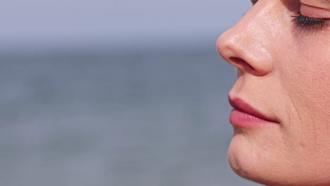 close up of young woman's face