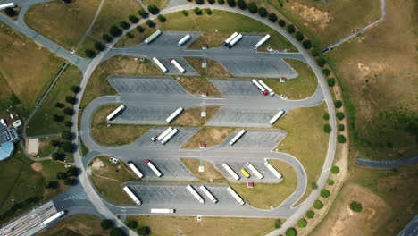 aerial view of a circular truck stop