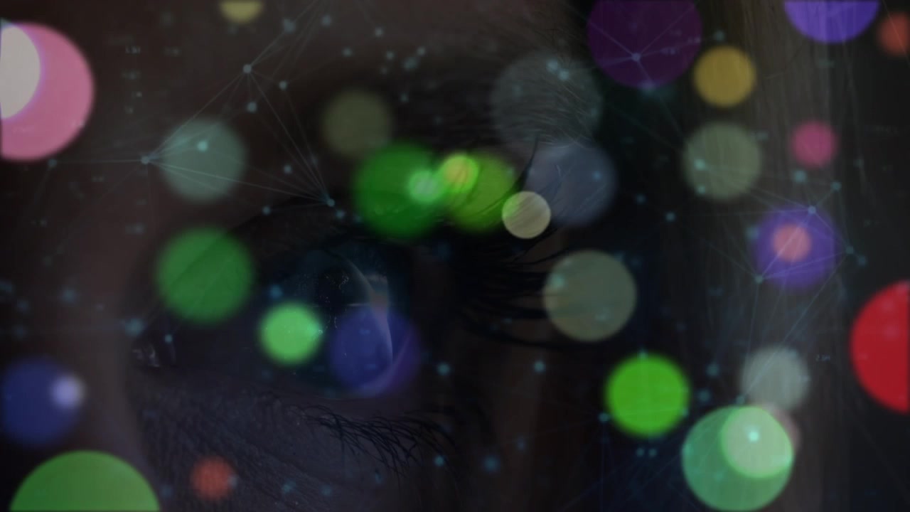 Animation of moving dots over glowing spots of lights