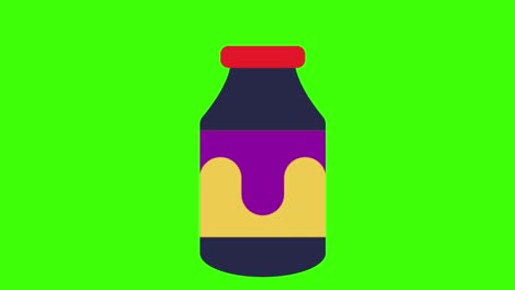 2d animated illustration of a bottle on a green screen