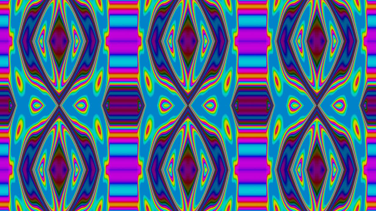 Motivo a ciclo infinito ipnotizzante, futuristico, luminoso e colorato