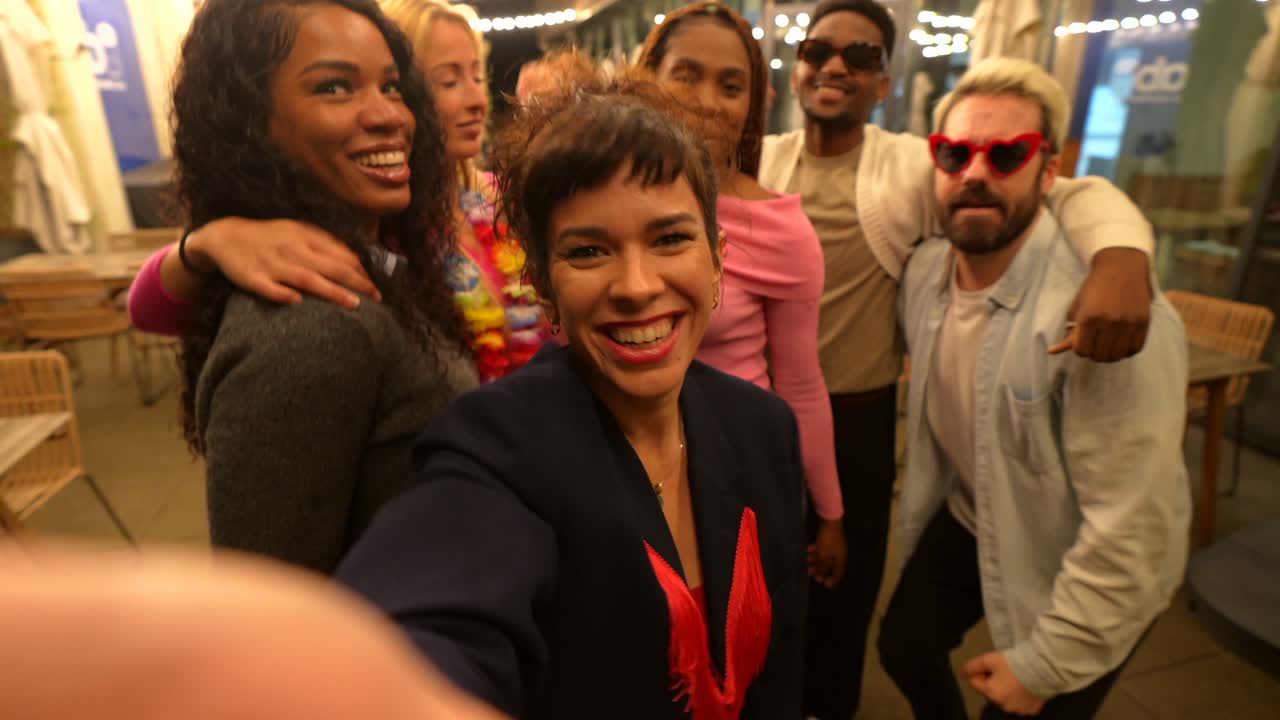 Group of friends celebrating and having fun