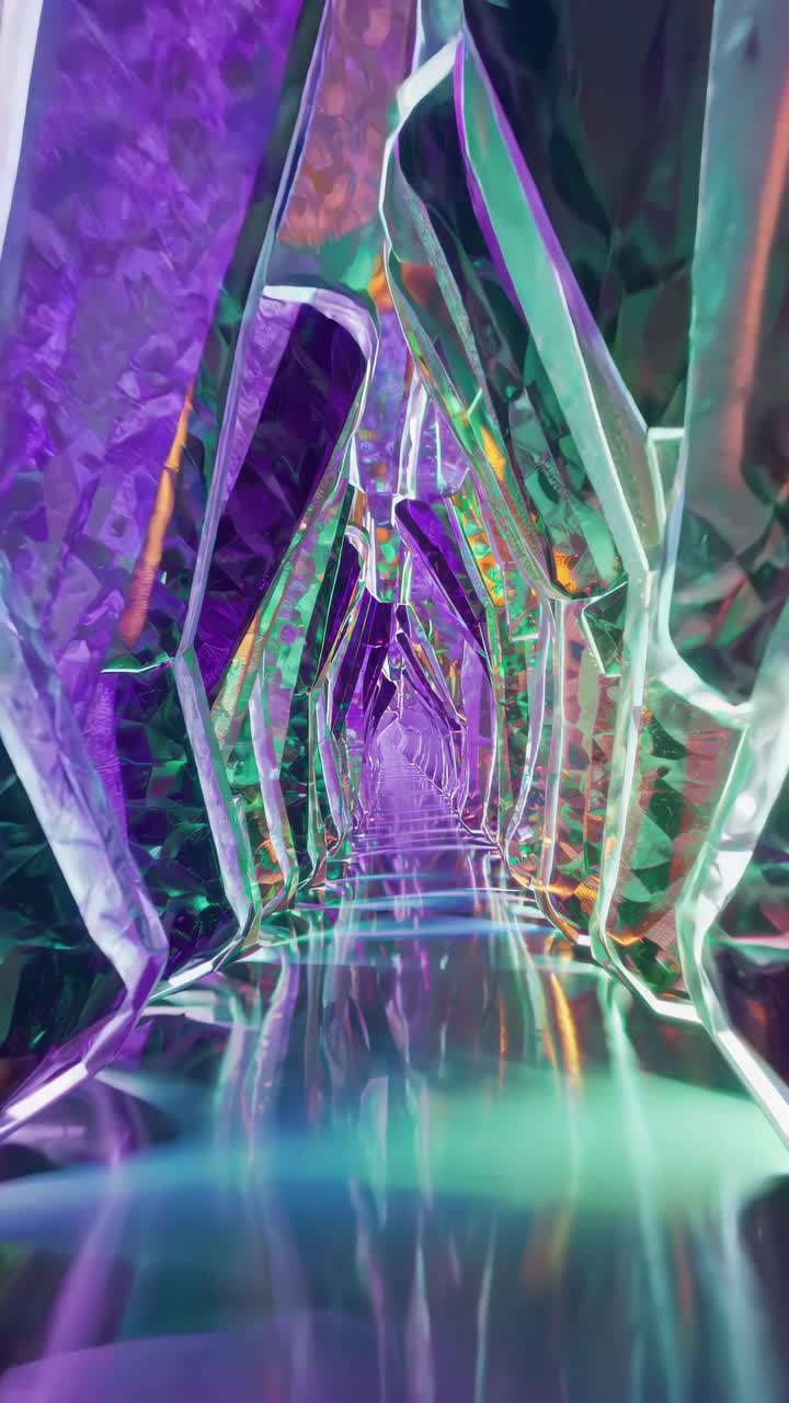 Vibrant Abstract Crystal Tunnel Passageways