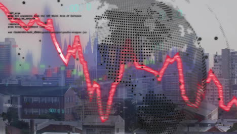 Animación-Del-Procesamiento-De-Datos-Financieros-Y-Del-Globo-Sobre-La-Ciudad