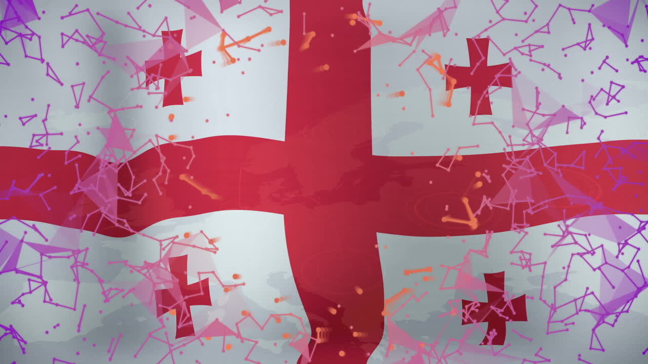 Georgian flag with abstract shapes and lines animation