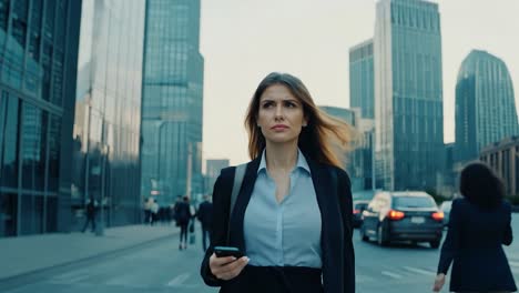 businesswoman walking in a city street