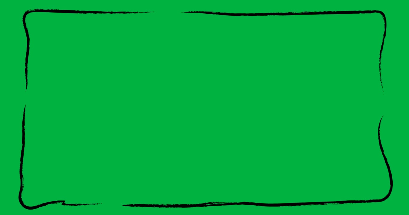 On loading green brushstrokes forming frame around black area placeholder on transparent background