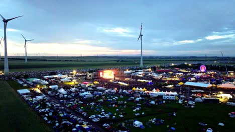 An-Open-Concert-During-Nova-Rock-Festival-In-Pannonia-Fields-II,-Nickelsdorf,-Austria---drone-shot