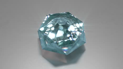 teal blue gemstone is rotating 3d render seamless loop animation