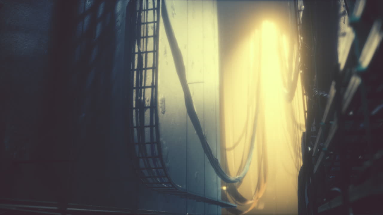 corredor futurista oscuro con luz brillante