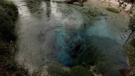 view to the natural water spring phenomenon "blue eye" in albania