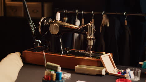 old school sewing machine in atelier