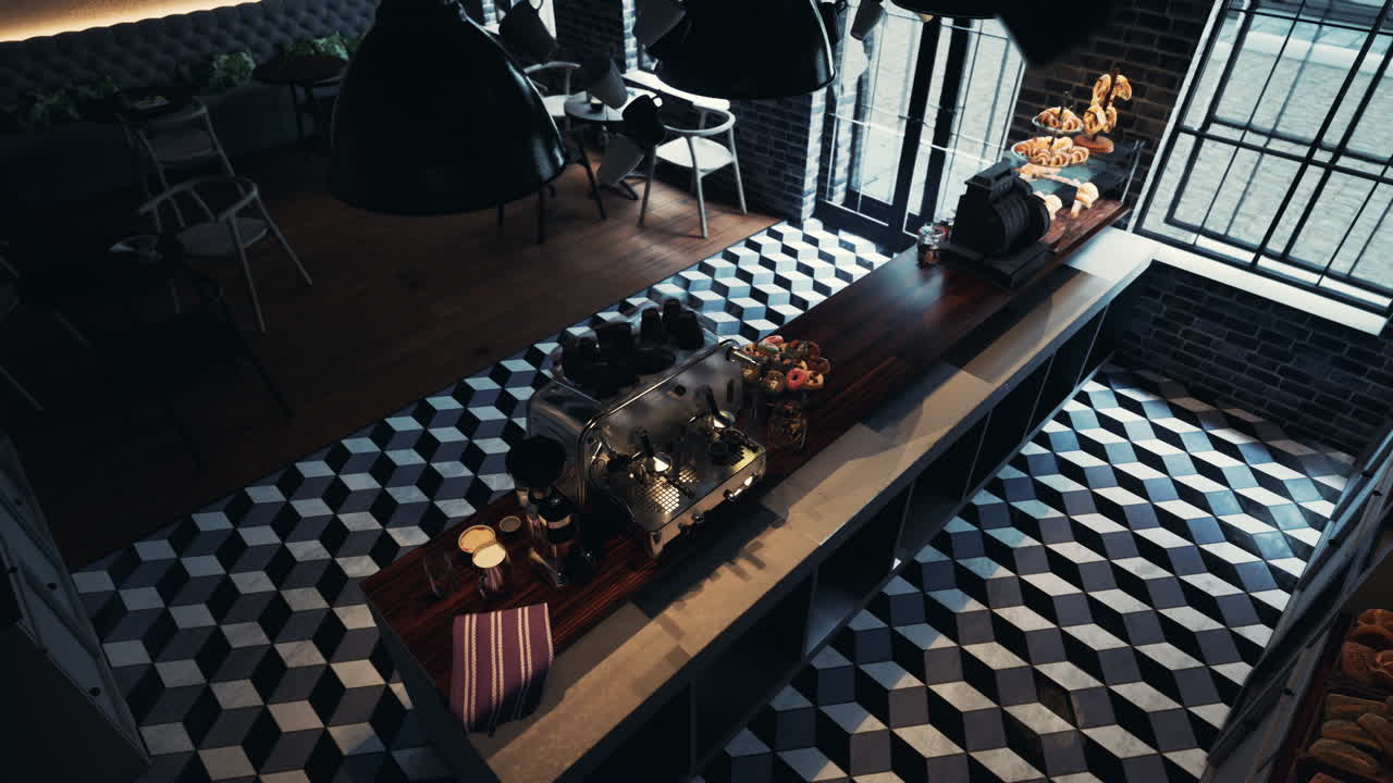 현대적인 커피과 베이커리 인테리어