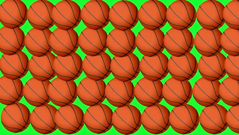 group of animated basket balls elements on green screen chroma key