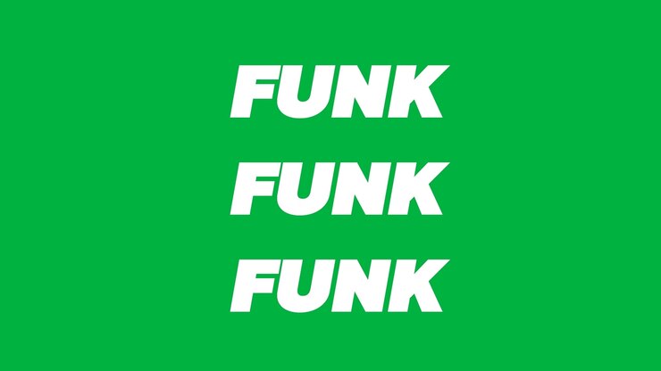Tipografia Cinetica Animata con la Parola "Funk" su Sfondo Verde