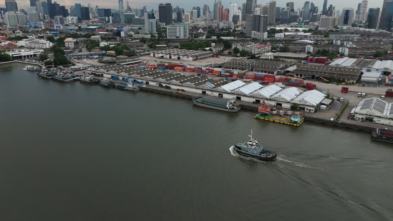 Aerial View Of Khlong Toei Port In Bangkok, Thailand - Drone Shot