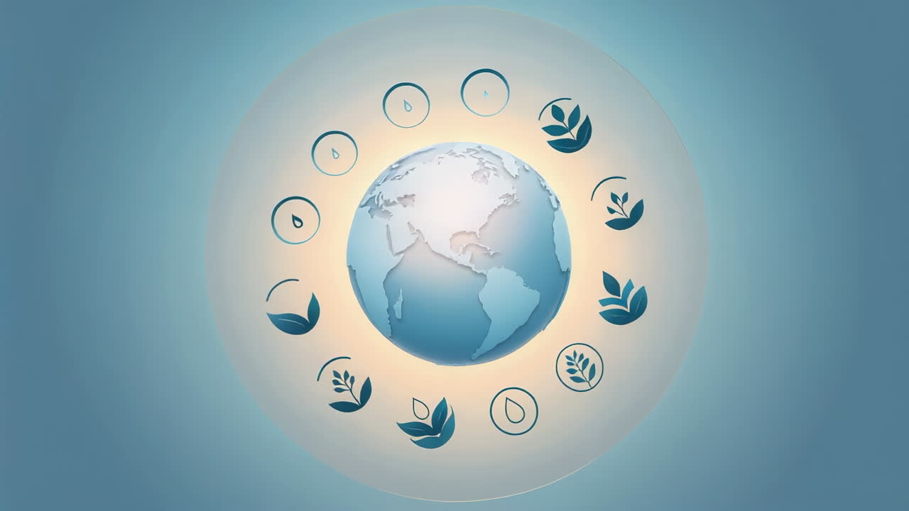 Immagine concettuale della Terra con icone ambientali e delle risorse naturali
