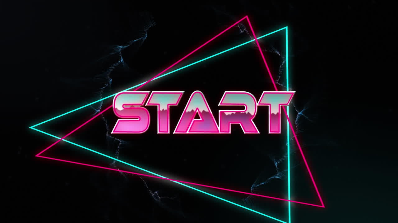 Animation of start text over geometrical moving shapes