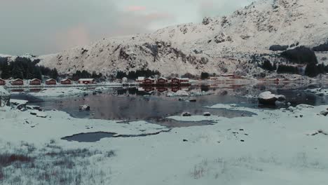 vista aérea de las islas lofoten hermoso paisaje durante el invierno