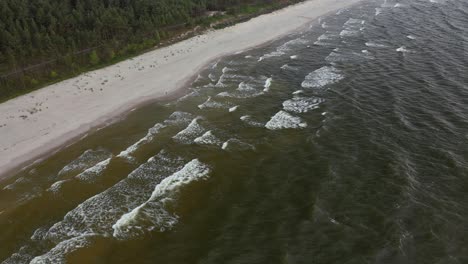 Long-Stretch-Of-The-White-Sand-And-Lush-Green-Forest-At-Baltic-Coast