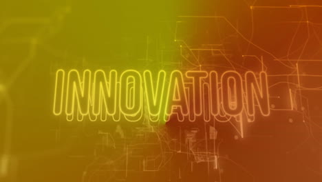 animating innovation text over abstract yellow and orange background