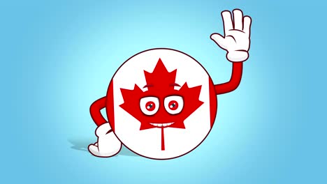icono de dibujos animados bandera de canada hola bienvenido con animación facial con alfa mate