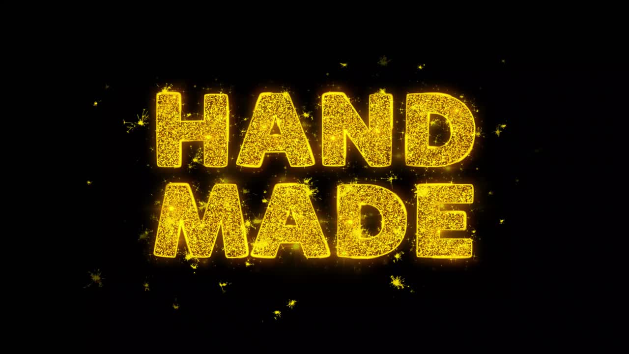 Hand Made Glitter Text on Black Background