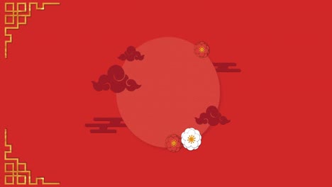 animation of chinese pattern and decoration on red background