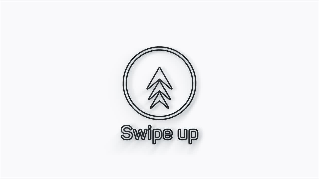 Line Swipe up animation button. Application and social network icons, swipe up for advertising. Social media scroll arrows. 4K video animation with alpha channel
