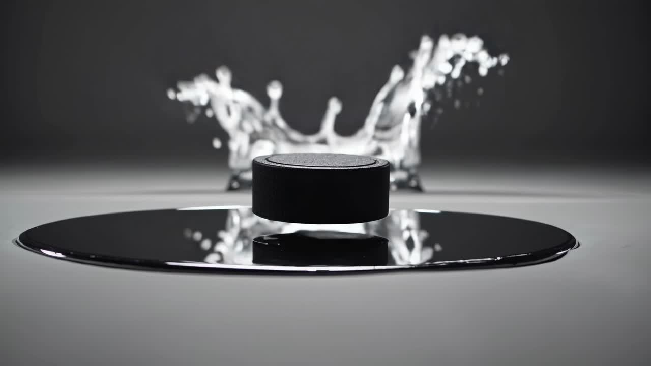 검은 디스크에 물 어리