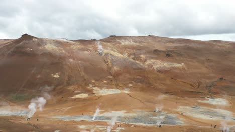 landmannalaugar geothermal field in iceland with drone video moving forward