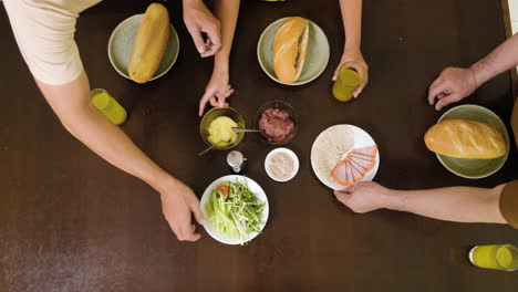 family preparing table