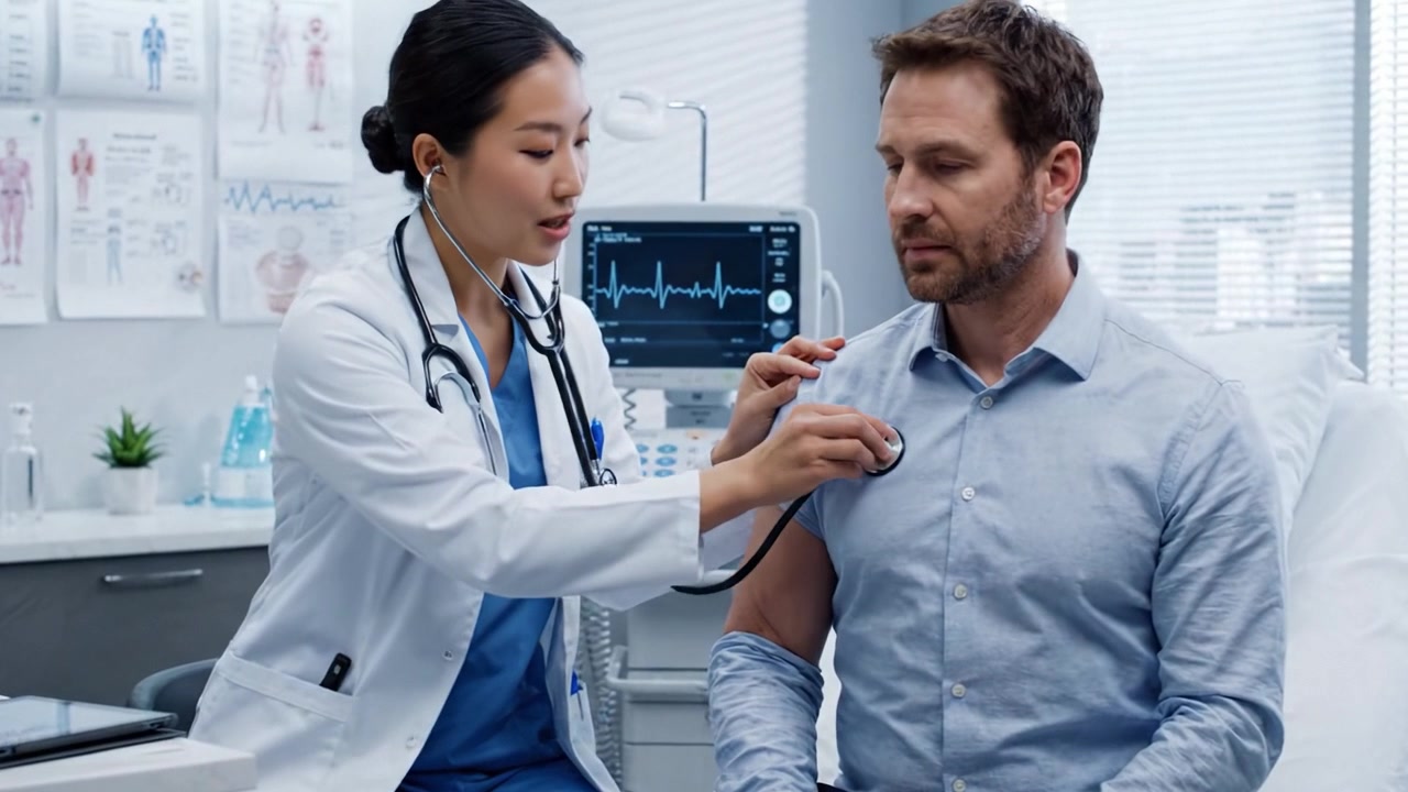 A healthcare professional consulting with a patient in a modern medical office, discussing test results while demonstrating compassion and professionalism in their interaction.