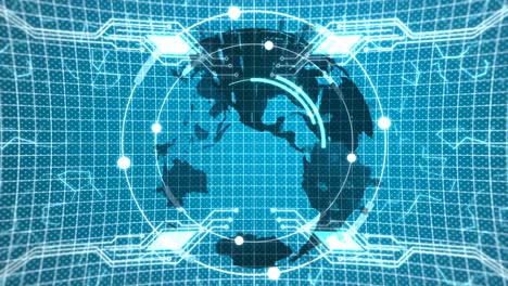 animation of turning globe against blue background