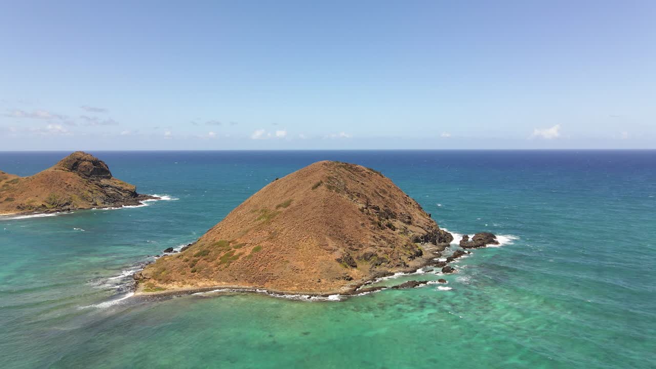라니카이 하와이 모쿨루아 섬 전면의 광각 조감도