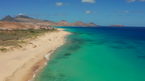 aerial shot on porto santo beach, madeira, portugal