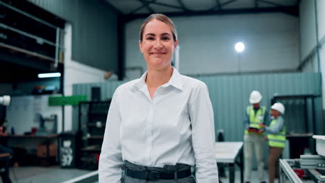 female engineer in a modern manufacturing facility